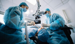 Dentist during a dental intervention